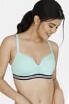 Zivame Sporty Twist Padded Non Wired 3/4th Coverage T-Shirt Bra - Green