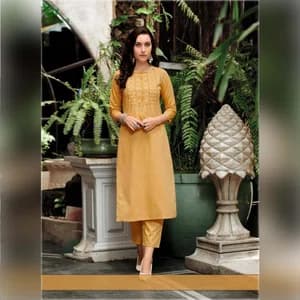Cassata Pure cotton embroidered Kurti with Patterned pants. #05