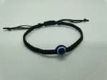 1Pcs Unisex Black Braided Thread Evil Eye Bracelet - Handmade Adjustable Nazar Protection Charm Wristband for Men, Women & Couples