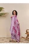 Elegance of Lavender Silk Blend A-Line Solid Suit Set.