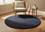 Navy Blue 100 Cm x 100 Cm Round Felt Ball Carpet For Home/Office