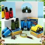 Kids 6x30 Miniature Toy Binoculars - Colorful Plastic Educational Pocket Telescope & Outdoor Exploration Toy Gift for Boys, Girls & Toddlers