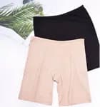 Seamless Smooth Slip Shorts Anti Chafing Safety Pants for Under Dress High Waist Underwear Boxers Skin & Black For Girls