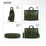 HAMMONDS FLYCATCHER Genuine Leather Office Bag for Men, 15.6 Inch Laptop Bag, Professional Leather Bag, Adjustable Straps, Multiple Compartments  - Croc Olive Green