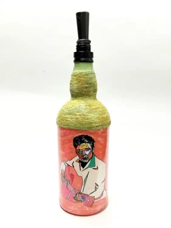 Elvis Presley Printed Handmade Craft Bottle With Night Lamp - Unique Gift Item