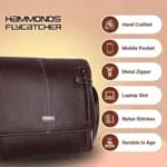 HAMMONDS FLYCATCHER Genuine Leather Office Bag for Men, Messenger Laptop Bag for Men, Fits 14 Inch Laptop - Water Resistant - Ideal for Office, Travel, Daily Use - Brown