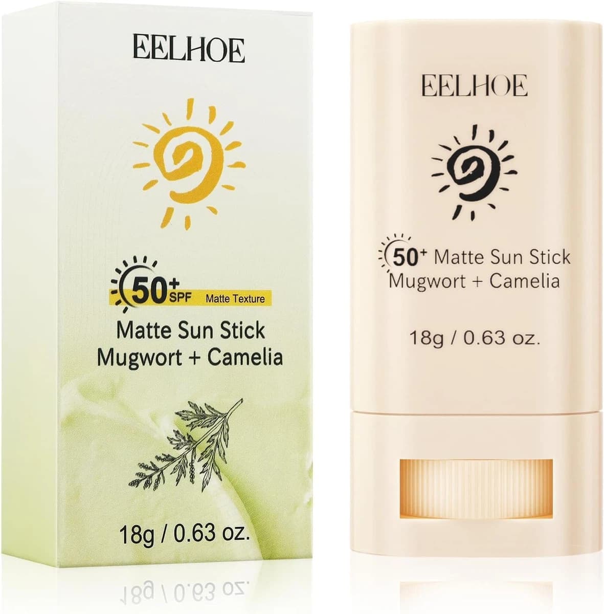 Matte Sun Protection Stick SPF 50+ PA++++ (18g) - Non-Greasy Mugwort & Camellia Sunscreen Stick for Face & Body