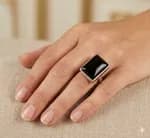 PURE SILVER BLACK STONE RING FOR WOMEN 33-38
