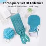 3-in-1 Body Scrubber Set Dead Skin Remover Exfoliating Bath Towel Loofah Mesh Ball Shower Gloves