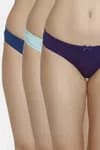 Zivame (Pack of 3) Bikini Low Rise Anti-Microbial Panty For Women - Purple Blue Navy