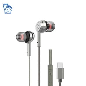 Elephu BassX 2020 earphones| Type C| Boosted Bass| Volume Slider with Button| MIC| Hi-Res Audio| Universal Compatible| silicon tip