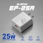 Elephu ep-25A Charging Adapter| Fast Charging| USB To Type C cable included| Universal Compatibility|