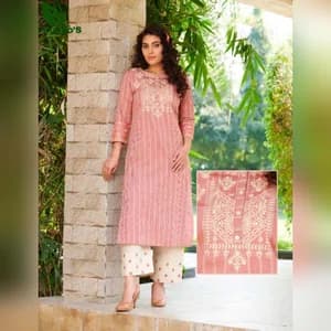 FuLoo's Skylark Pure Cotton Designer Embroidered Kurti for Women#02