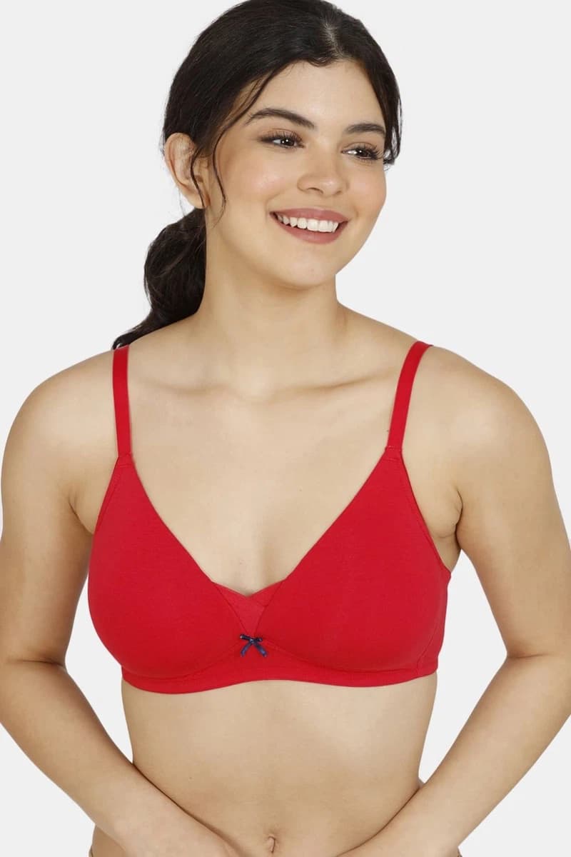 Zivame Modern Grounds Padded Non Wired 3/4th Coverage T-Shirt Bra - Red