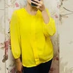 Round Neck Summer Stylish Long Sleeves Shoulder Wrapped Chiffon Tops For Ladies