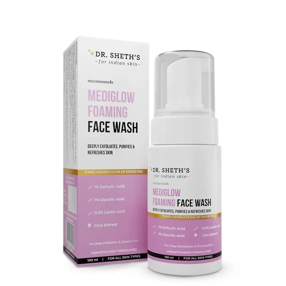 Dr. Sheth's Mediglow AHA-BHA Foaming Face Wash For Glowing Skin 100ml