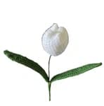 Crochet White Tulip with Fine Leaf -1Pcs