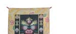 Tibetan Mahakala Embroidered Banner, Silk Brocade & Cotton Wall Hanging