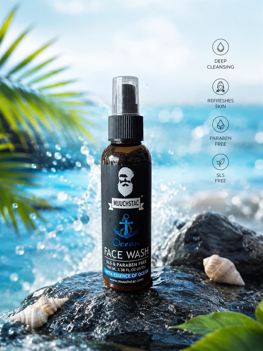 Muuchstac Ocean Face Wash For Man - Deep Cleansing, Refreshing Formula / SLS & Paraben Free / 100ml