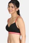 Zivame Sporty Twist Padded Non Wired 3/4th Coverage T-Shirt Bra-Black
