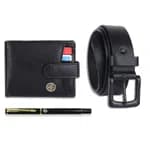 Hammonds Flycatcher Leather Wallet Belt and pen Combo Gift Set For Men