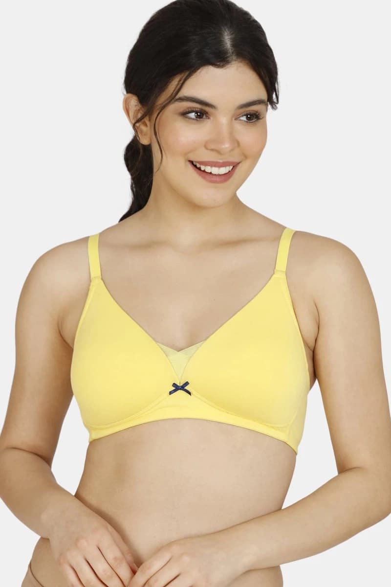 Zivame Modern Grounds Padded Non Wired 3/4th Coverage T-Shirt Bra - Yellow