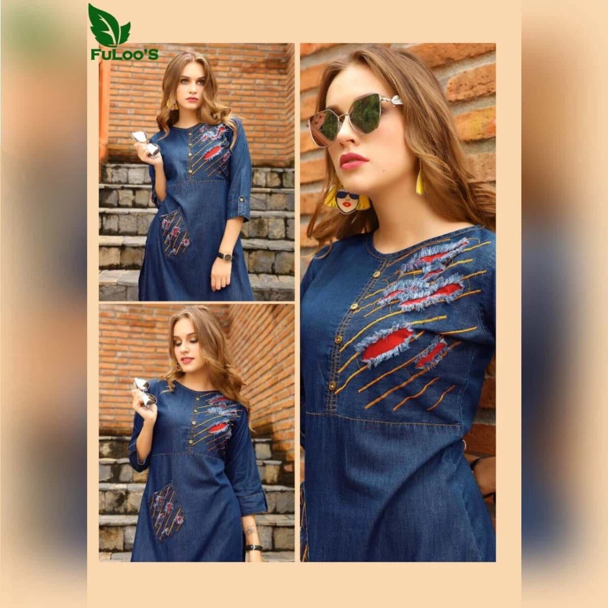 FuLoo's Slider Denim Western Kurti # 1232