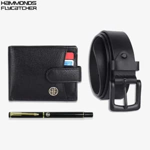 Hammonds Flycatcher Leather Wallet Belt and pen Combo Gift Set For Men