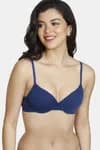 Zivame Summer Love Push Up Wired Medium Coverage T-Shirt Bra-Blue Depth