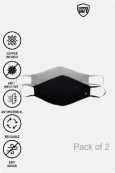 Zivame 3 Layer Anti-Microbial Copper Infused KN99 Face Mask With Inbuilt Filter (Pack Of 2) - Anthracite Grey