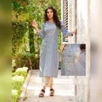 FuLoo's Skylark Pure Cotton Designer Embroidered Kurti for Women#05