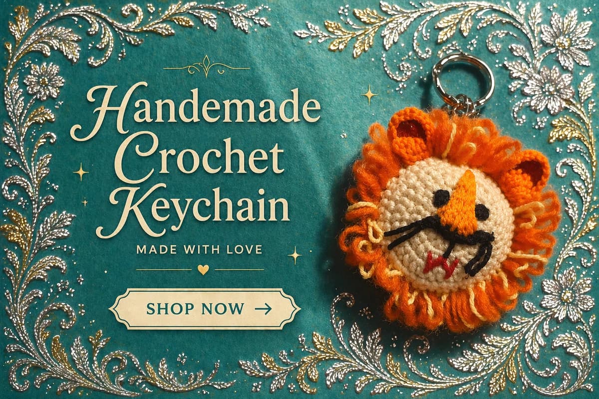 Handemade Crochet Tiger face keychain