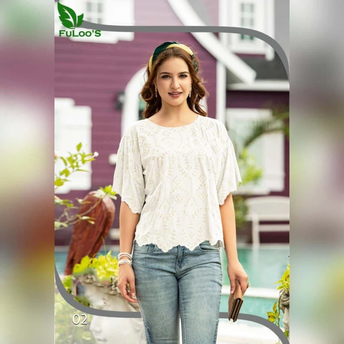 FuLoo's Nirvana Schiffli Designer Tops in Rayon For Women# 02