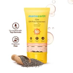 Mamaearth Chia Oil-Free Sunscreen SPF 50 PA++++ – In-Vivo Tested (ISO 24444:2019 Certified, CTRI/2025/05/086630) - 50g